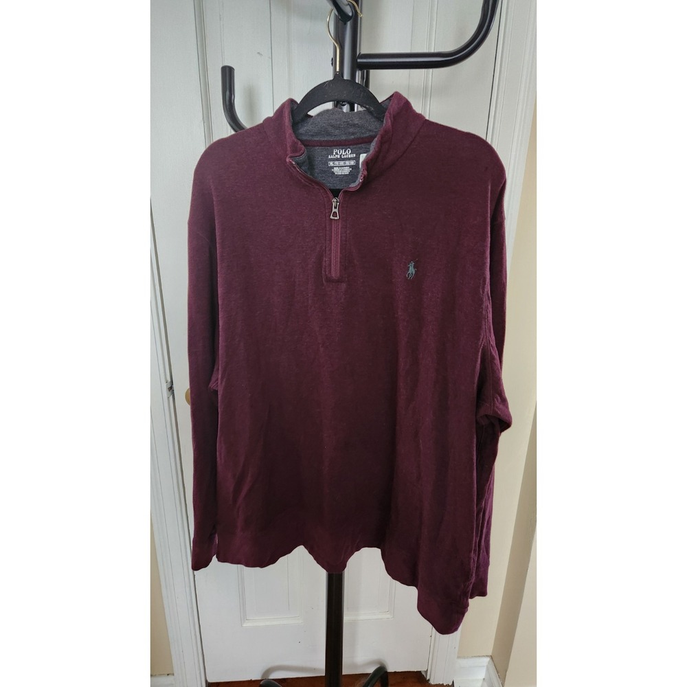 Polo Ralph Lauren Quarter Zip Pullover XXL Big Burgundy Pony Logo Sweater 2XL